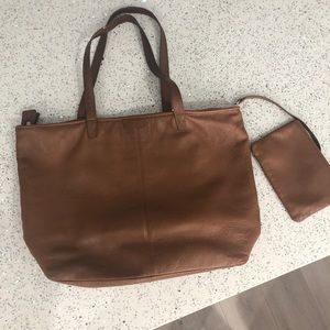 Leatherology Zippered Tote with Detachable Clutch